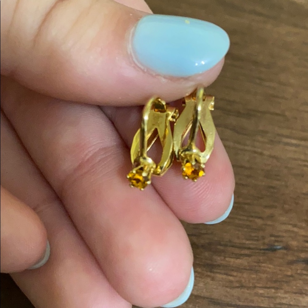 Gold topaz clip on earrings